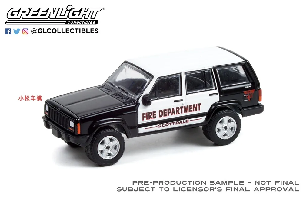 

Зеленый свет 1:64 2000 Jeep Cherokee-Scottsdale, Pennsylvania Fire Department Коллекция игрушек Маленькие подарки Модель Настенные подвески