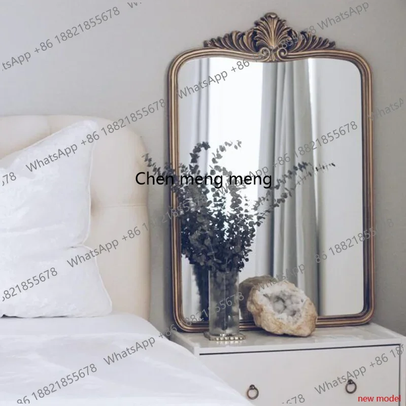 AB03   European style, wall-mounted desktop dressing, wall-mounted retro carved makeup mirror, large bedroom bathroom bathroom m
