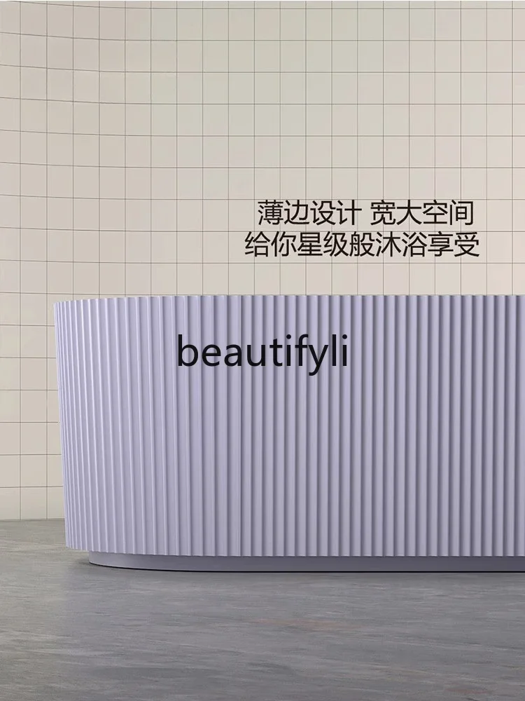

Asmt14 Color bathtub artificial stone household cream purple stripe light luxury Internet celebrity bed and breakfast bathtub