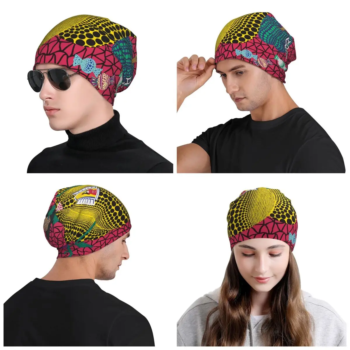 Custom Yayoi Kusama Abstract Painting Skullies Beanies Caps Men Women Unisex Fashion Winter Warm Knitting Hat Adult Bonnet Hats