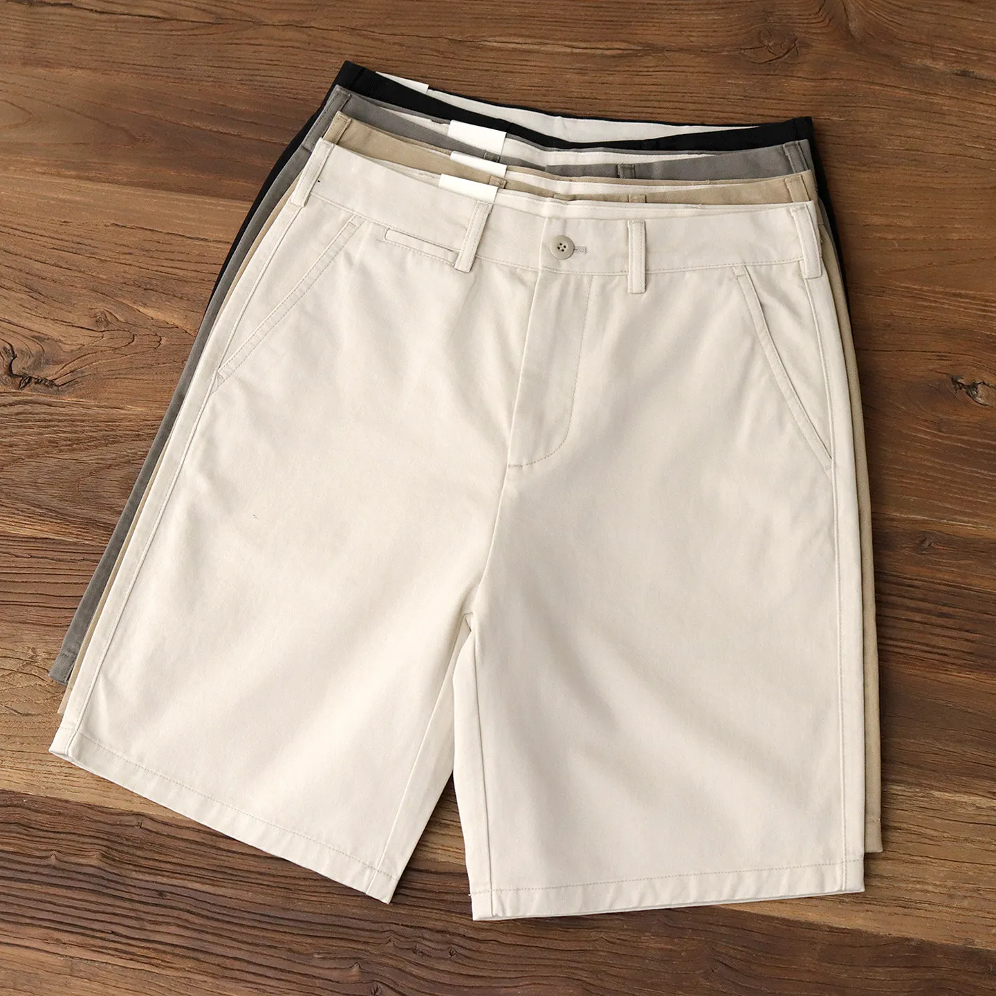 

803 # Новые летние мужские шорты-чинос 2026 в американском ретро-стиле из твила, повседневные, простые, 100% хлопок, с эффектом потертости, свободные, прямые, 5-точечные брюки