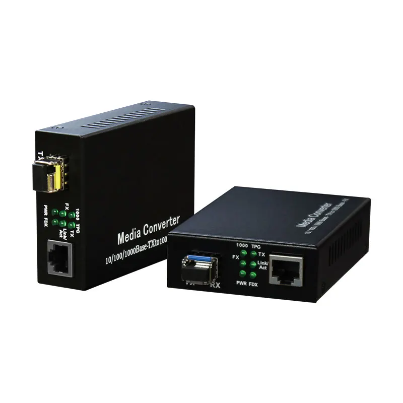 Conversor de fibra óptica de porta AMS-LC701 LC para suporte de exibição LED Extensor de fibra dupla de modo único