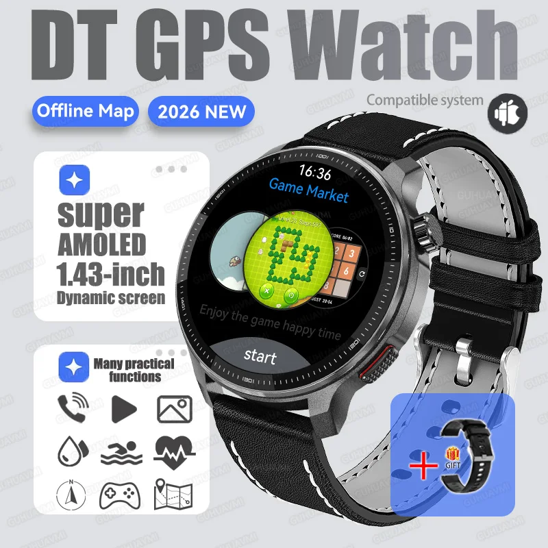 2026Nieuwe Tactische Sport Smartwatch Mannen Ingebouwde GPS Offline Kaart 4GB Geheugen 10ATM/IP69K Waterdicht Zwemmen Militray Smart Bracele