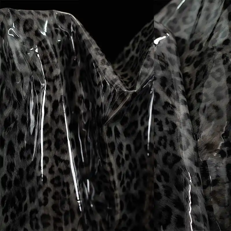 

Black Gray Leopard Print Waterproof PU Fabric for Autumn Winter Spotted Outerwear Skirt Pants Jacket DIY Fabrics for Sewing