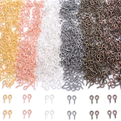 100 Uds 4x8mm pequeños Mini ganchos para ojales de Metal alfileres ojales tornillo cierres roscados ganchos para hacer joyería Diy hallazgos