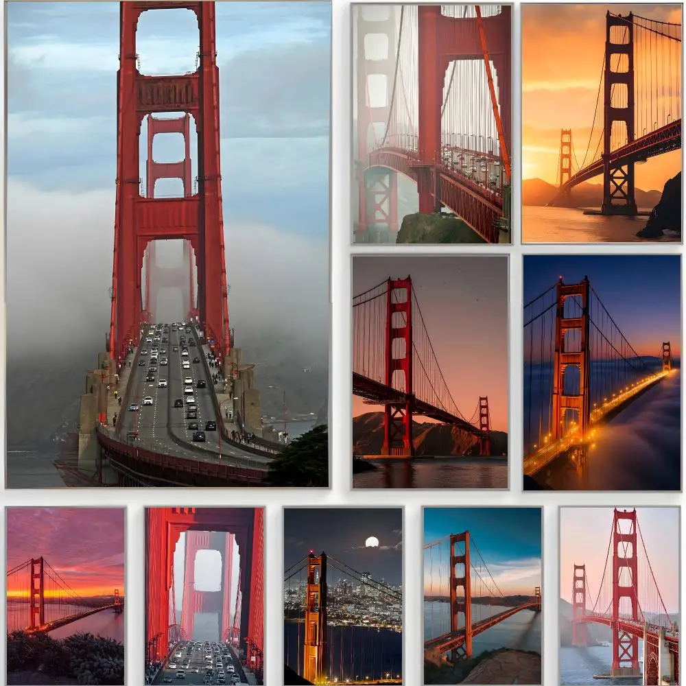 scenic landmark s-san francisco golden gate Poster Classic Wall Art  Home Decor  Peel and Stick Unframed