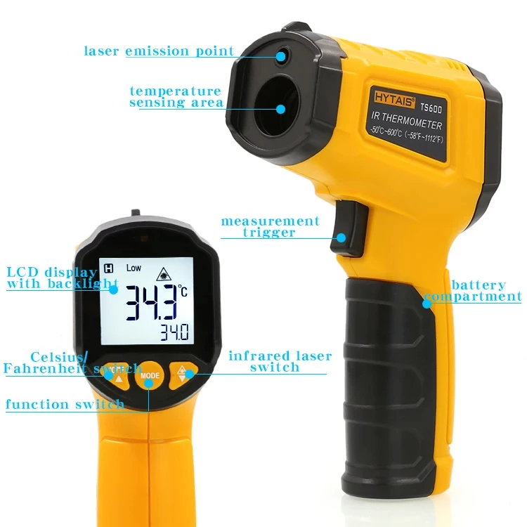 TS380 Infrared non-contact HYTAIS thermometer handheld industrial high precision electronic thermometer TS600 image 3