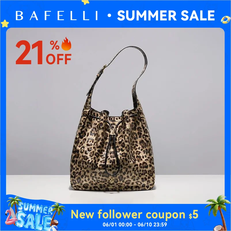 BAFELLI WOMEN'S NEW BAGS LUXURY FASHION LEATHER HANDBAGS 2026 HIGH QUALITY DESIGNER BRAND CAPACITY LADIES SHOULDER LEOPARD PRINT