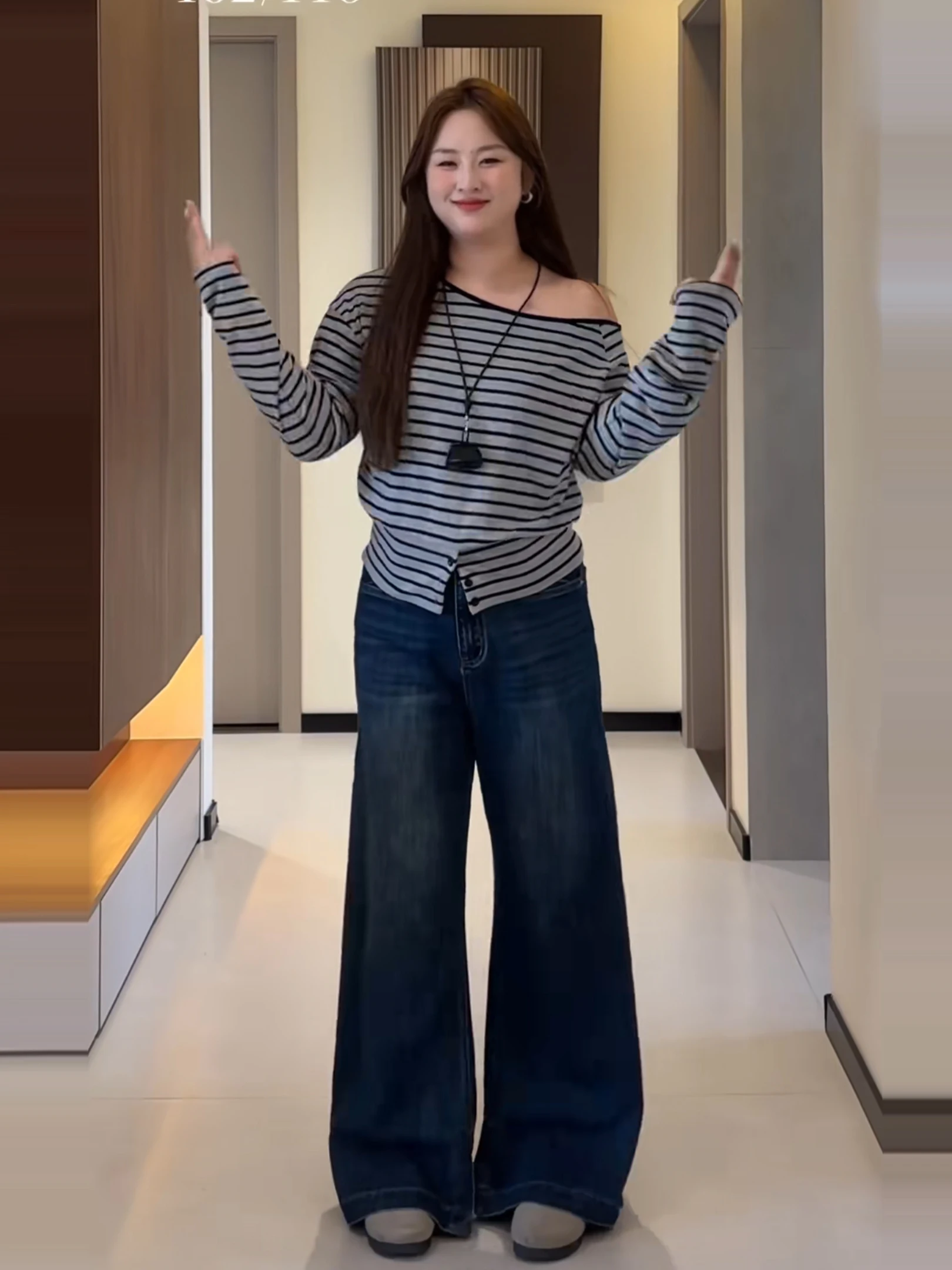 

High Waist Wide Leg Jeans Women's Lazy Sle Spring Autumn plus Size Loose Slimming Design ort People Long Pants