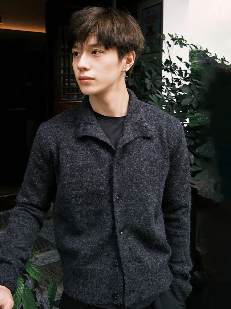 

Loose Fit Men's Knitted Sweater f High Collar Innerwear Outerwear Lazy High-End Feel Cardigan Autumn Winter Knitwear Jaet