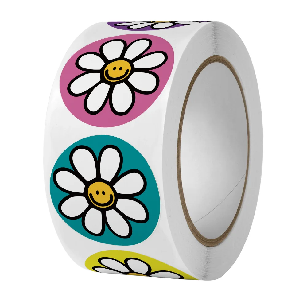 50-500pcs Flowers Sticker 1inch Paper Labels Round Reward Scrapbooking Stickers Wedding Party Decor Envelope Seals Stickers