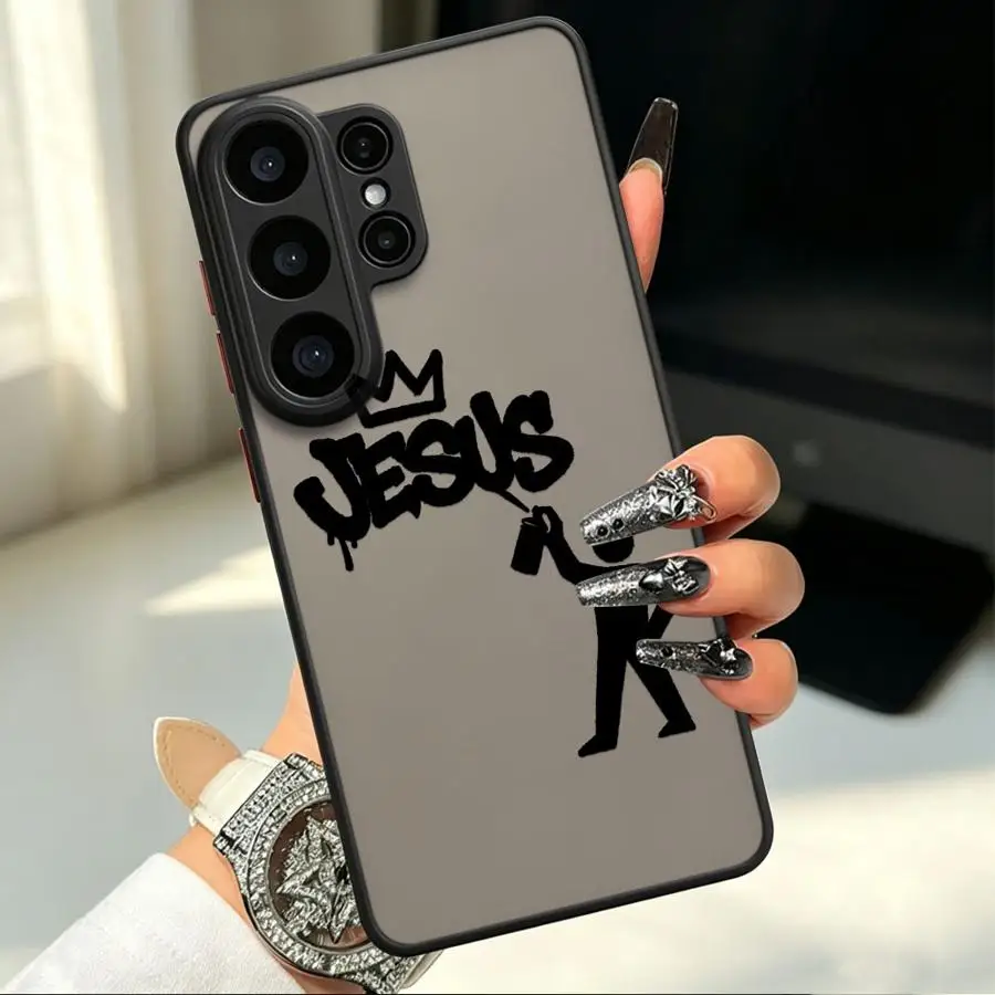 Spray Painting Jesus Funda Back Phone Cover Case for Samsung Galaxy S26 S24 Plus S21 S22 S25 Ultra Note 20 Ultra 10+ S23 FE S20
