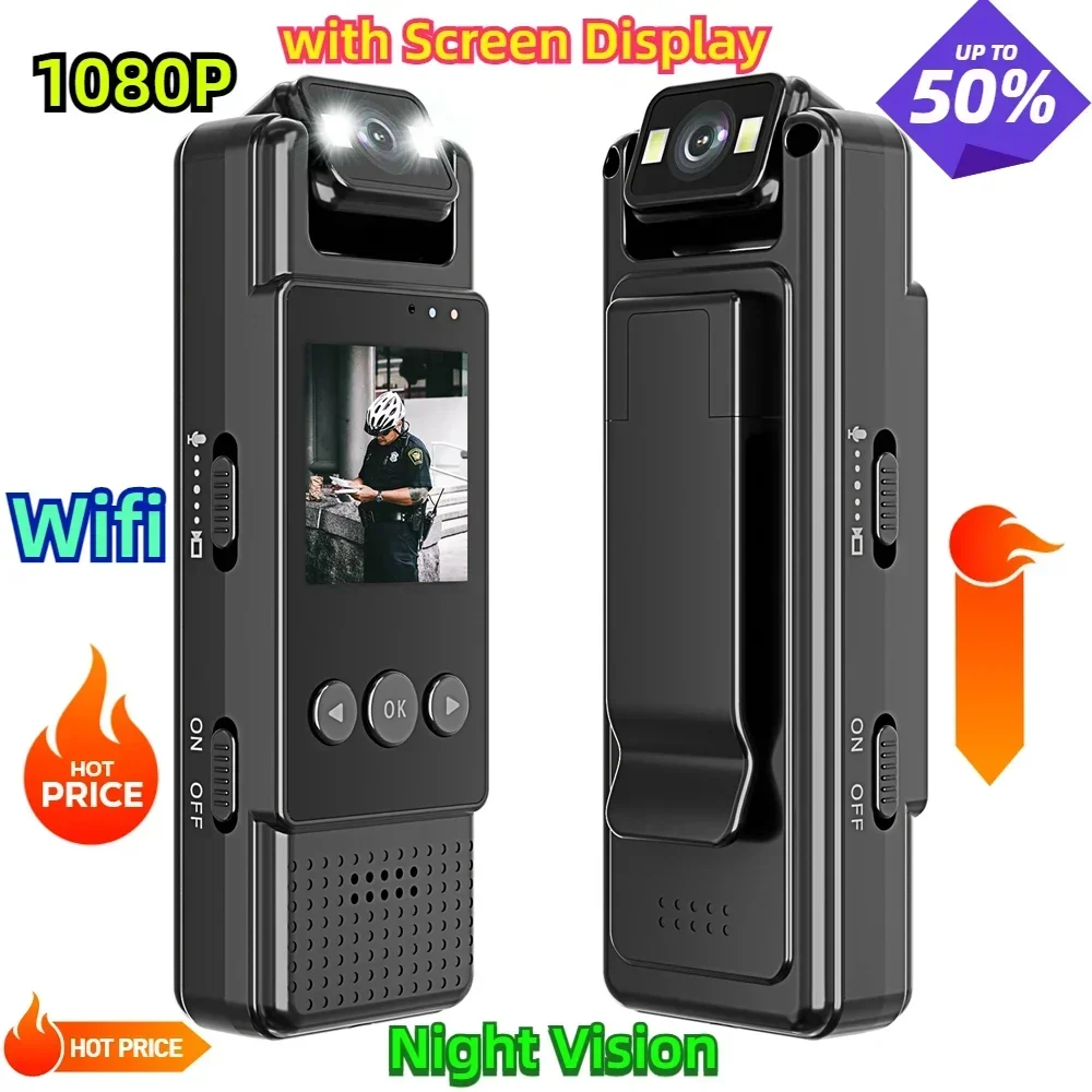 1080P Portable Digital Video Recorder Body Camera Infrared Night Vision Police Camera with Screen Display HD Wifi Mini Camera