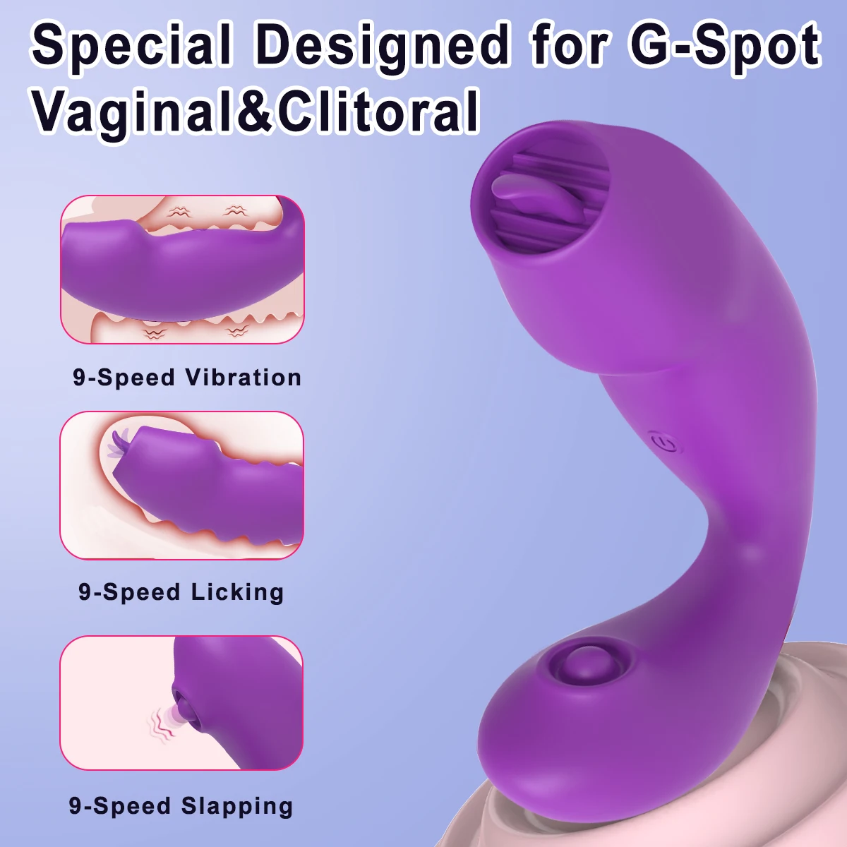 2 في 1 هزاز اللسان القوي لعق 10 ترفرف تهتز البظر G بقعة محفز الاستمناء المثيرة ألعاب مثيرة الفتيات الكبار #3