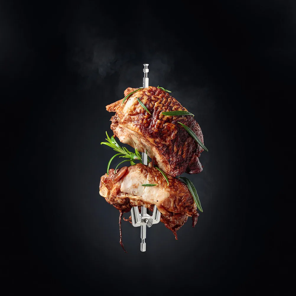 2 Tenedores de Acero Inoxidable para Asador y Freidora de Aire, Resistentes, para Asar Pollo, Pescado y Carne, para Cocina y Barbacoa