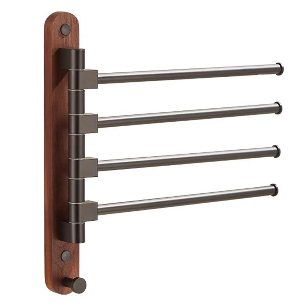 Walnut Wood Rotating Towel Bar 2 3 4 5 Arms Wall Mount Holder For Bathroom Bathrobe Clothes Drying Rack Home Decor