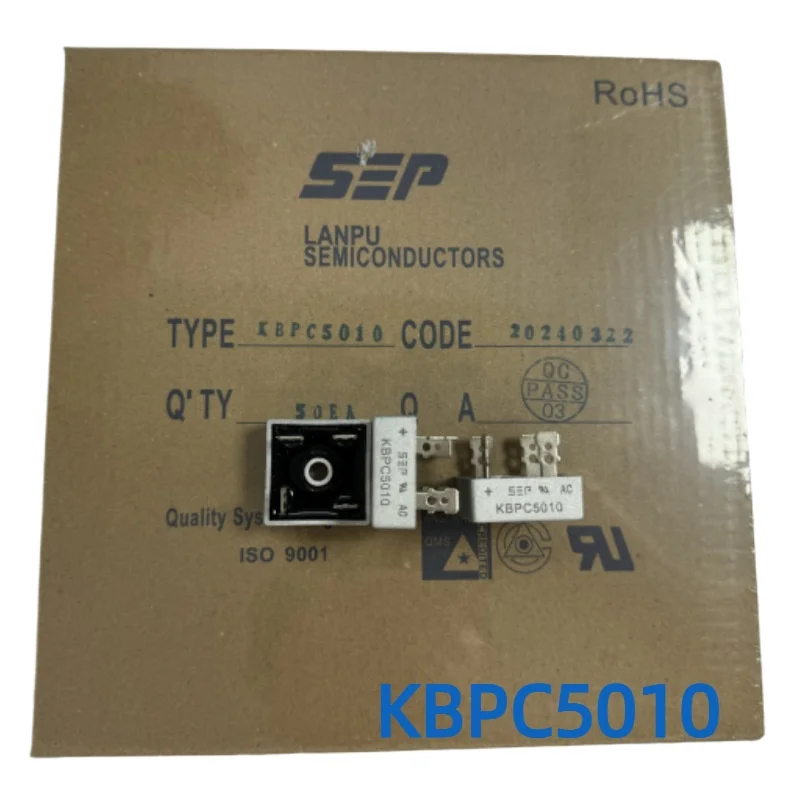 Direct Manufacturer Supply: KBPC5010 Rectifier Bridge Stack, 50A, 1000V High - Power Rectifier for Motor Equipment