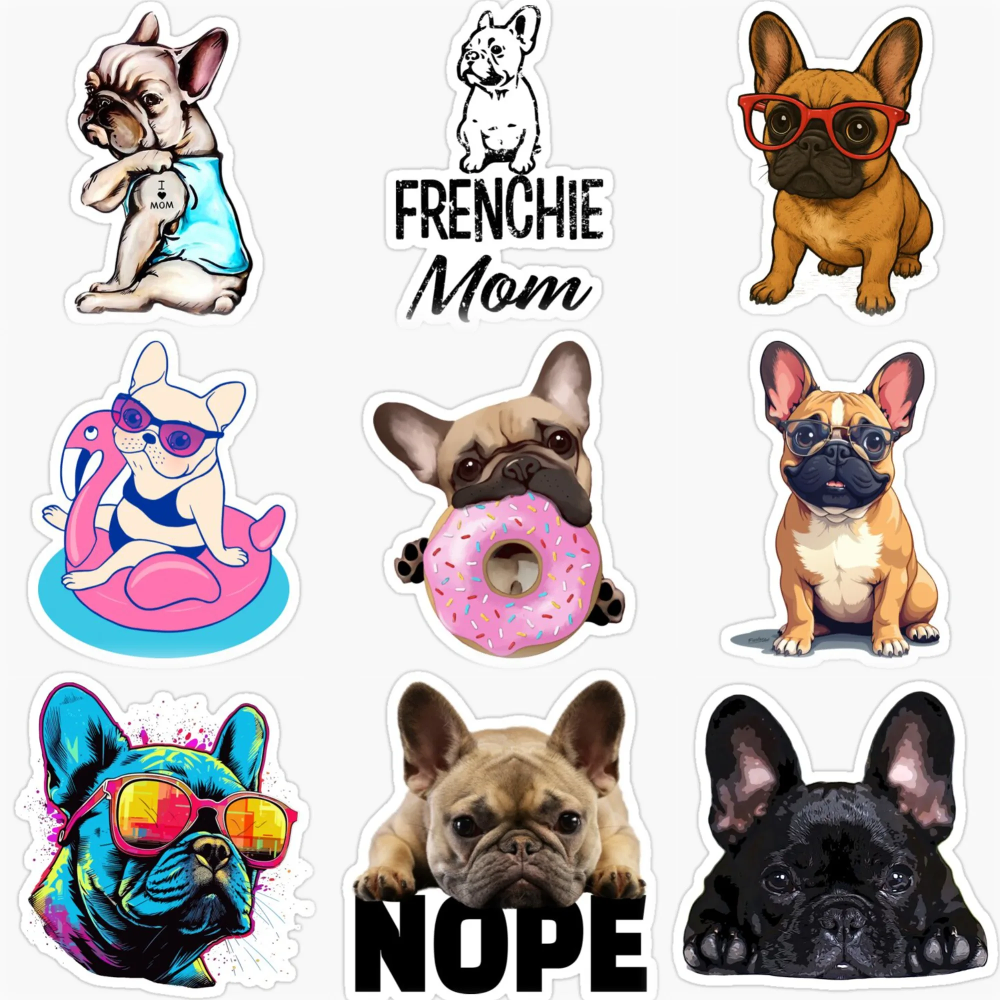 

French Bulldog Cute Pets PVC Car Stickers for Car Van Bicycle Motorcycle Window Helmet Wall Decal Customizable Size