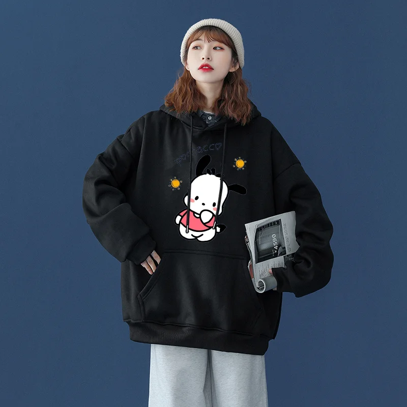 Sanrio Pochacco Men Women Hoodies Casual Hip Hop Streetwear Long Sleeves Sweatshirts Boys Girls Autumn Tops Coats Sanrio Keroppi