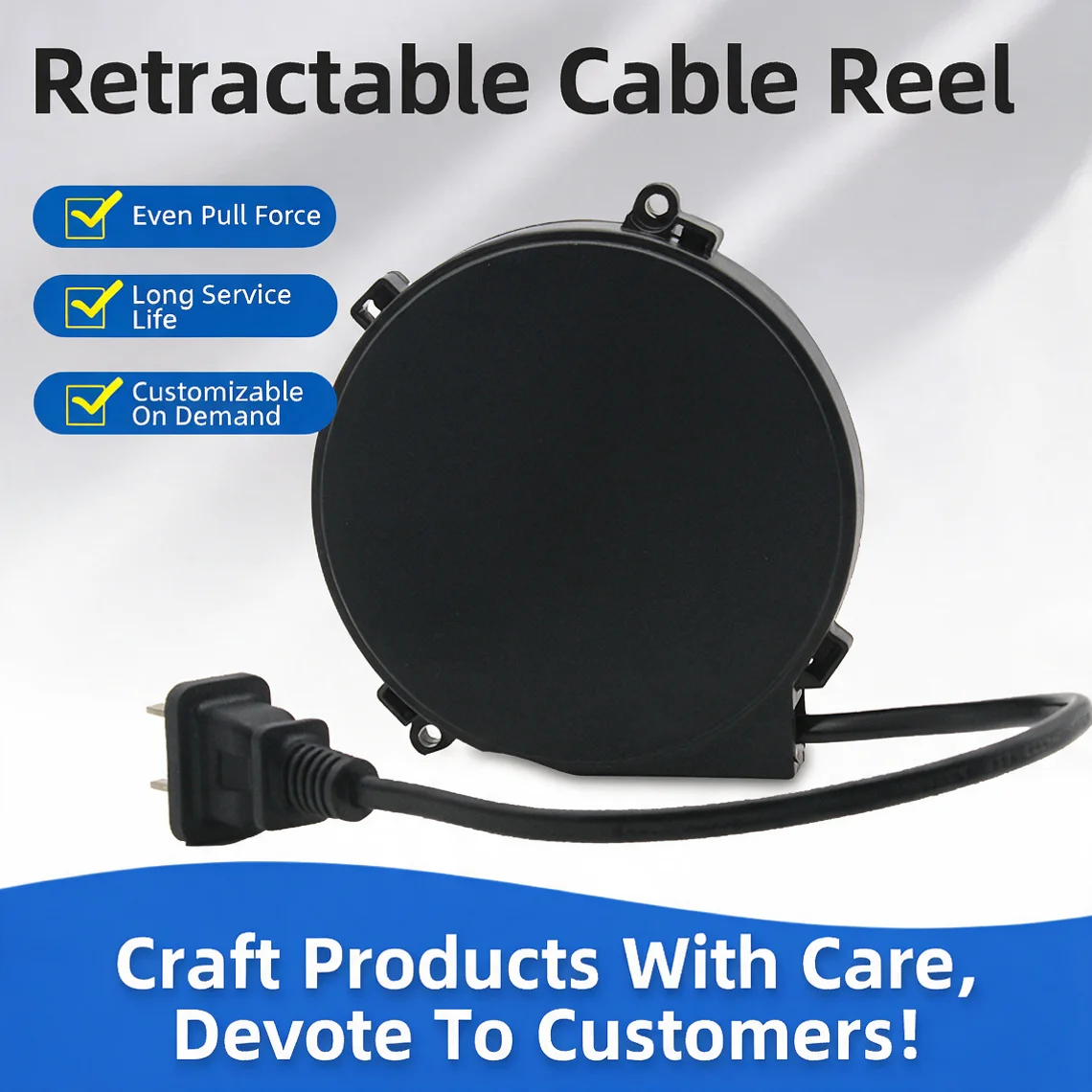 Portable Cable Reel Small Appliance Power Cord Organizer Retractable Extension Cord Winder for Hair Dryer