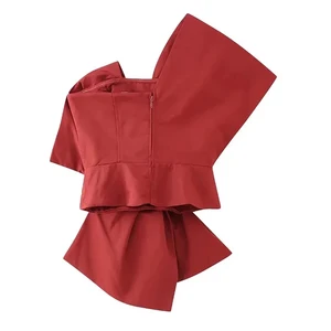 Frauenhandel asymmetrisch gebundene abgeschnittene, eine Schulter, Reißverschluss, Frauenhemden, sexy Mode 12 Hauptverkaufsbluse Reißverschluss - №4