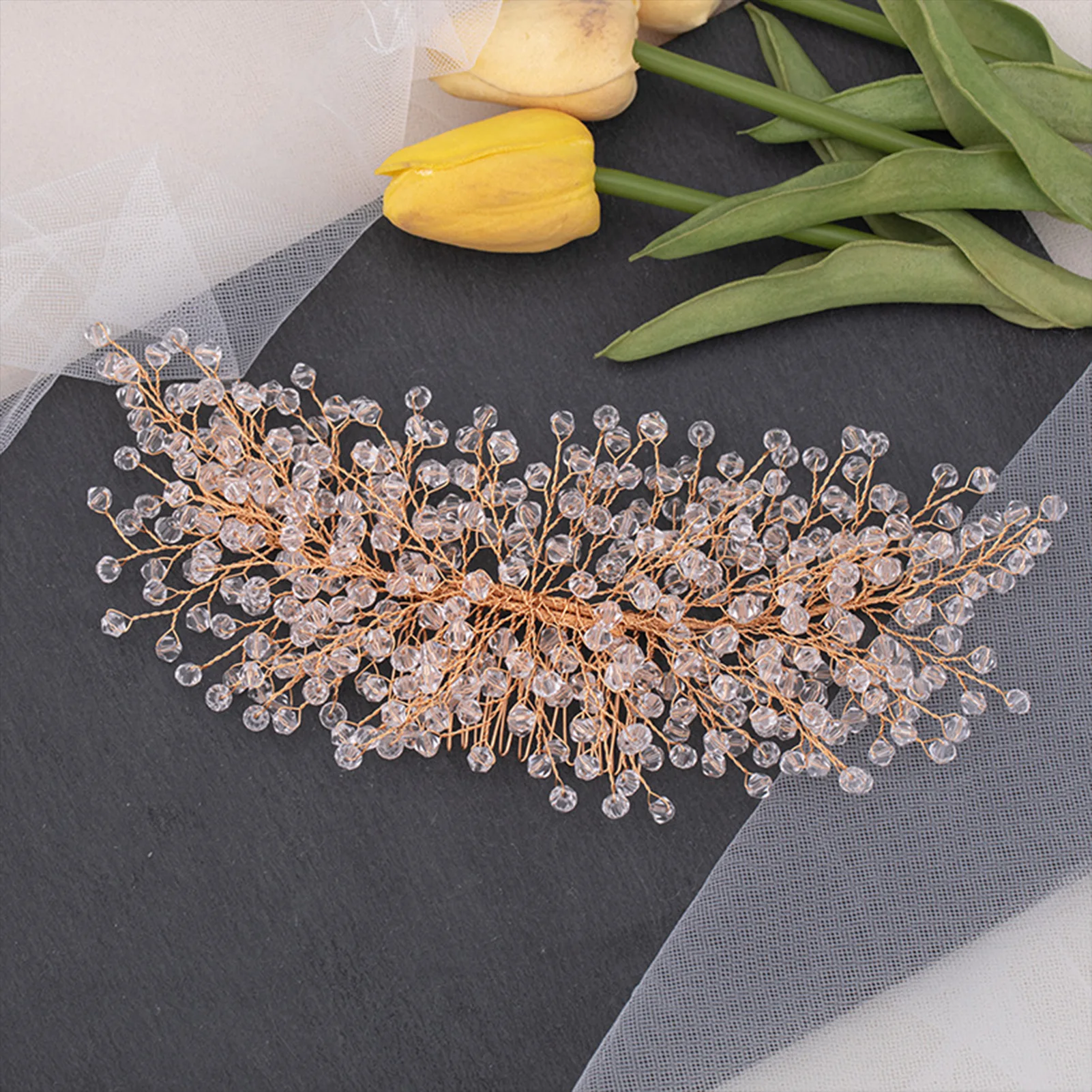 Bride Wedding Hair Combs Luxury Crystal Headbands for Women Girls Party Head Jewelry Shiny Beaded Headpiece Noiva Jewelry