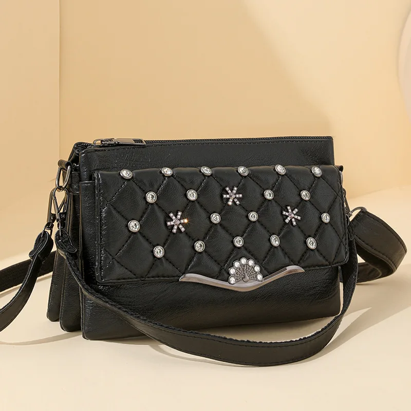 

Winter Hot Selling Middle-aged Fashion Women's Bag Temperament Versatile Soft Leather Large Capacity Multi-layer Shoulder Bag