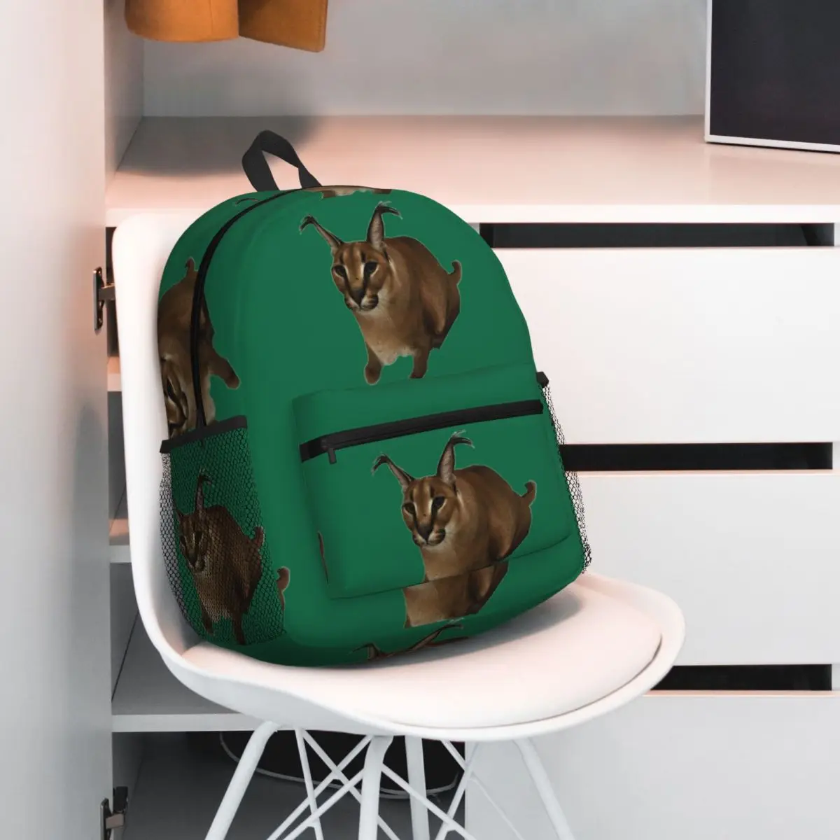 

Big Floppa Animal Cat Student Backpack School Bag Hiking Travel Daypack for Men Women Fashion Bookbag Shoulder Bags