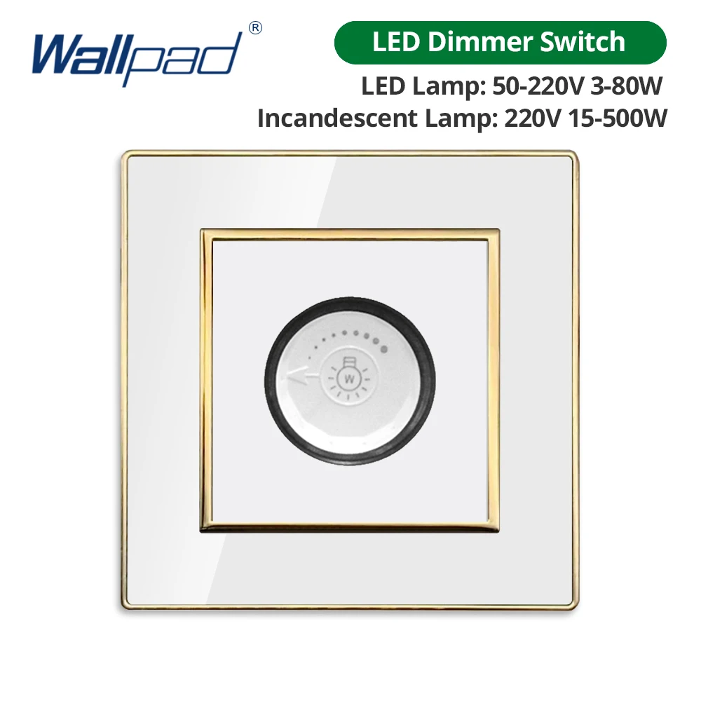 Wallpad Weißes Acryl-Panel mit goldenem Rand, 2-Wege-Wandlichtschalter mit LED-Anzeige, EU-Steckdose mit USB