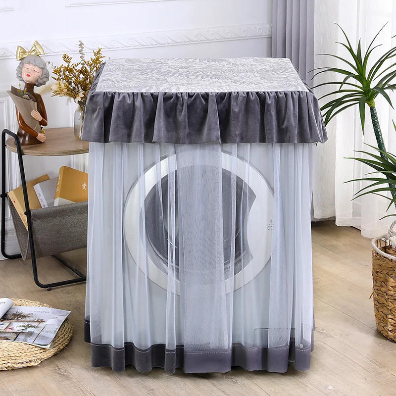 Universal Drum Washing Machine Cover Lace Mesh Home Decor Front Load Laundry Washer-dryer Dust Covers Household Dust Cover Cloth