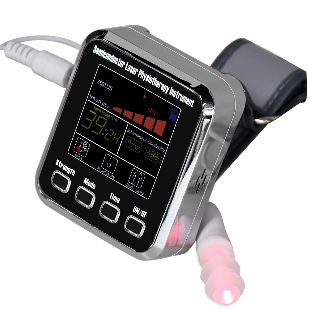 

Полупроводниковые лазерные часы для лечения диабета, 650 нм, часы для лазерной терапии, нано-световой волны, портативное импульсное оборудование