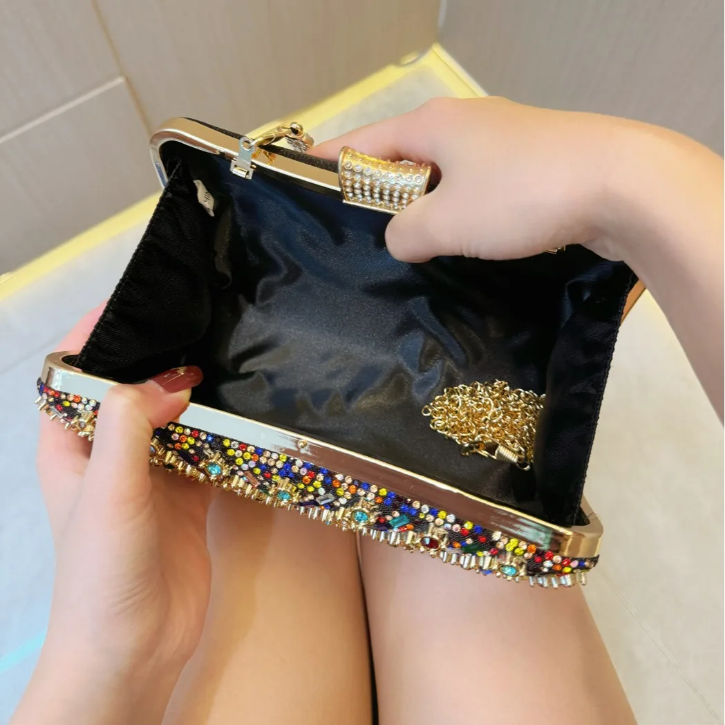 Nuova borsa con strass Borsa da sposa Borsa da sera per festa di compleanno per matrimonio Borsa da pranzo con croce di diamanti