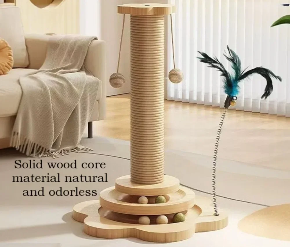 Durable Cat Scratching Board with Sisal Rope and Treat Dispenser Ball Interactive Self Play Toy for Cats