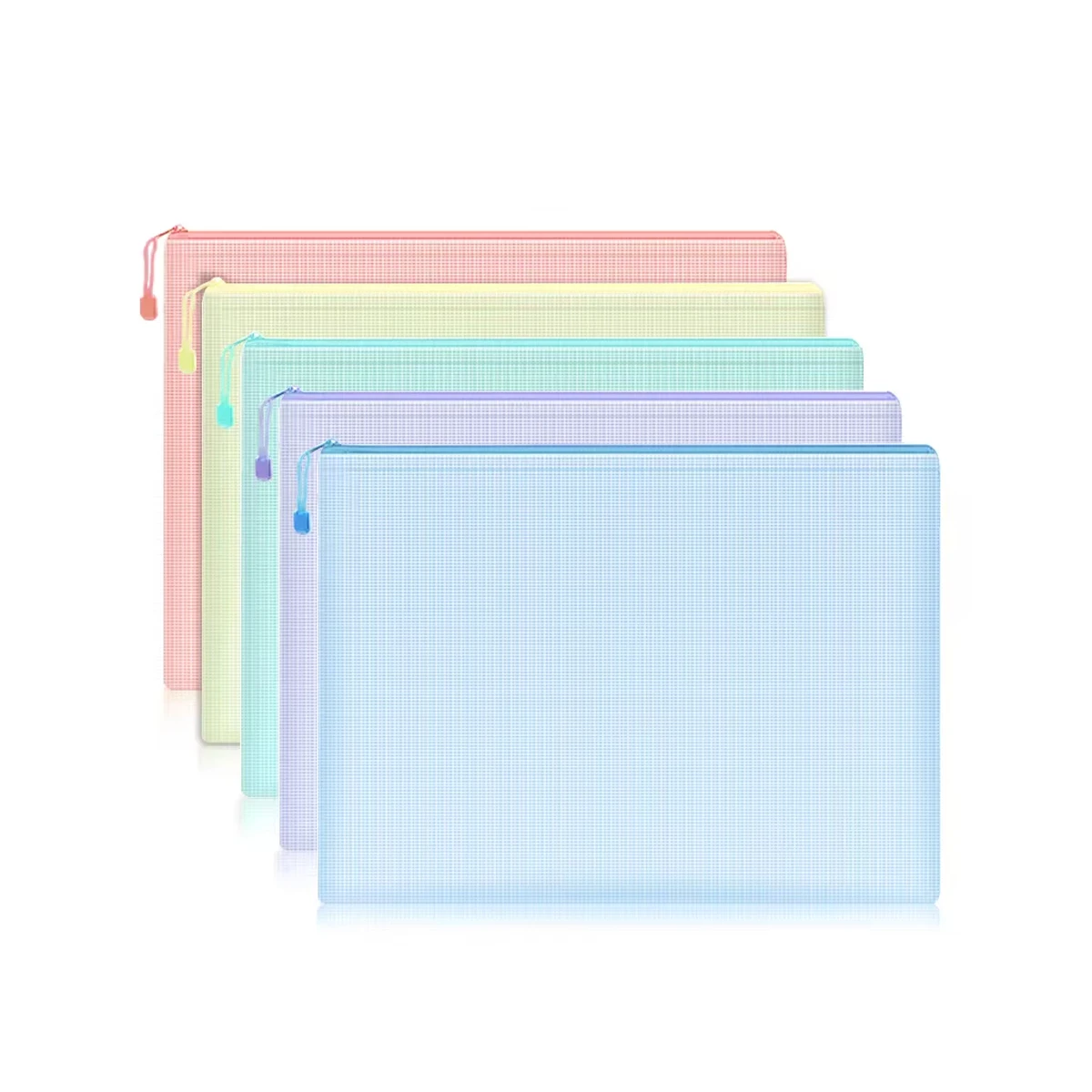 

5 шт. сетчатые сумки на молнии с макаронами, универсальные сумки на молнии для организации, бумага для писем формата А4, подходят для офисных принадлежностей, путешествий