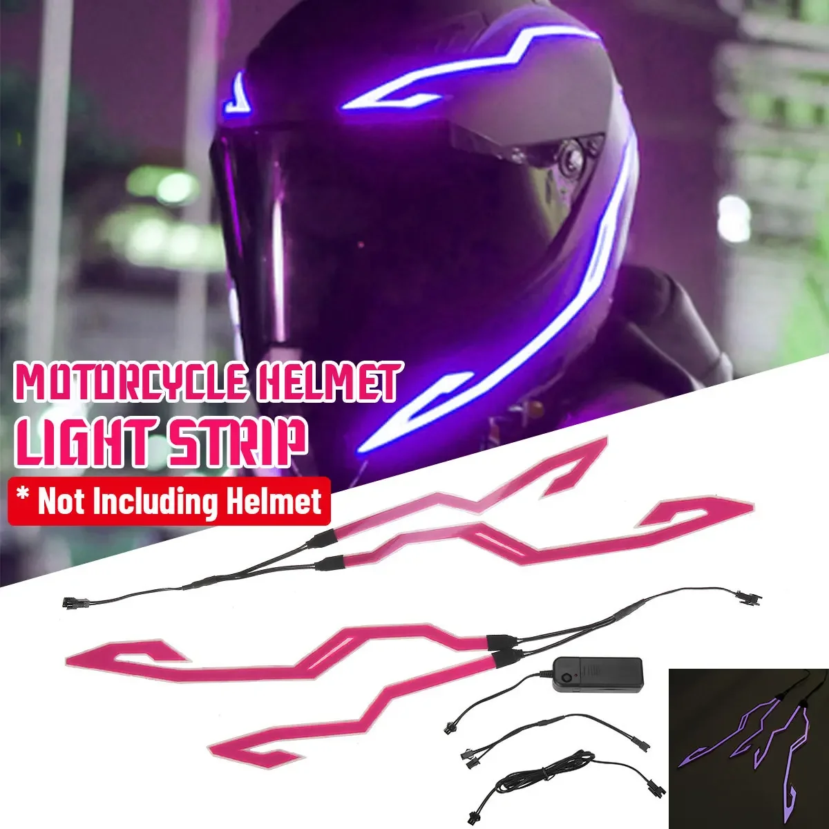 Motorcycle Helmet Cold Light Mod Kit Flashing Stripe Luminous Sticker LED Night Riding Lights Motorcycle Helmet Decoration