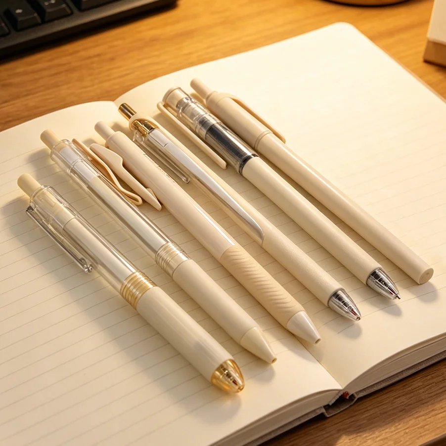 

6PCS Minimalist Neutral Pen Set, Black Ink 0.5mm Anti-Slip Smooth Writing Pens for School