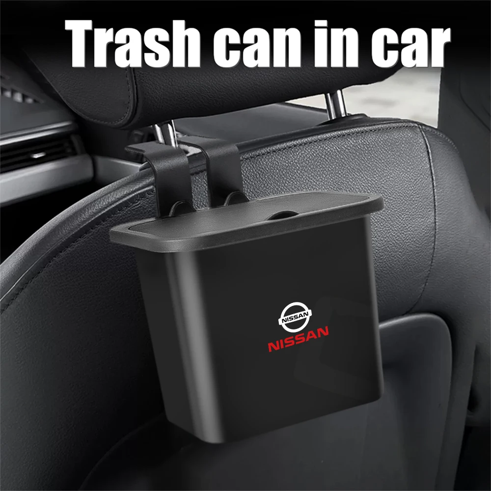 Universal Car Trash Can Auto Organizer Storage Box with Swing Lid Cute Mini Automoti For Nissan Nismo Juke Qashqai Patrol Navara