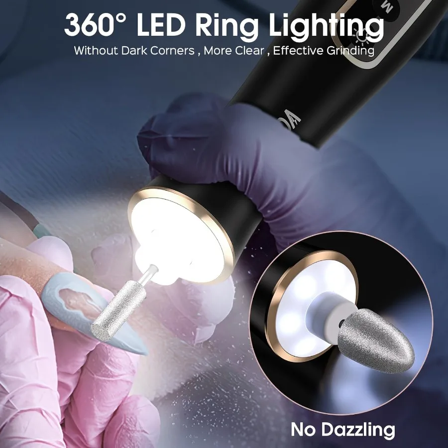 Cordless Electric Nail Drill Professional Manicure Pedicure Kit with 10 Speeds Rechargeable Hand Foot Care Tools for Daily Use