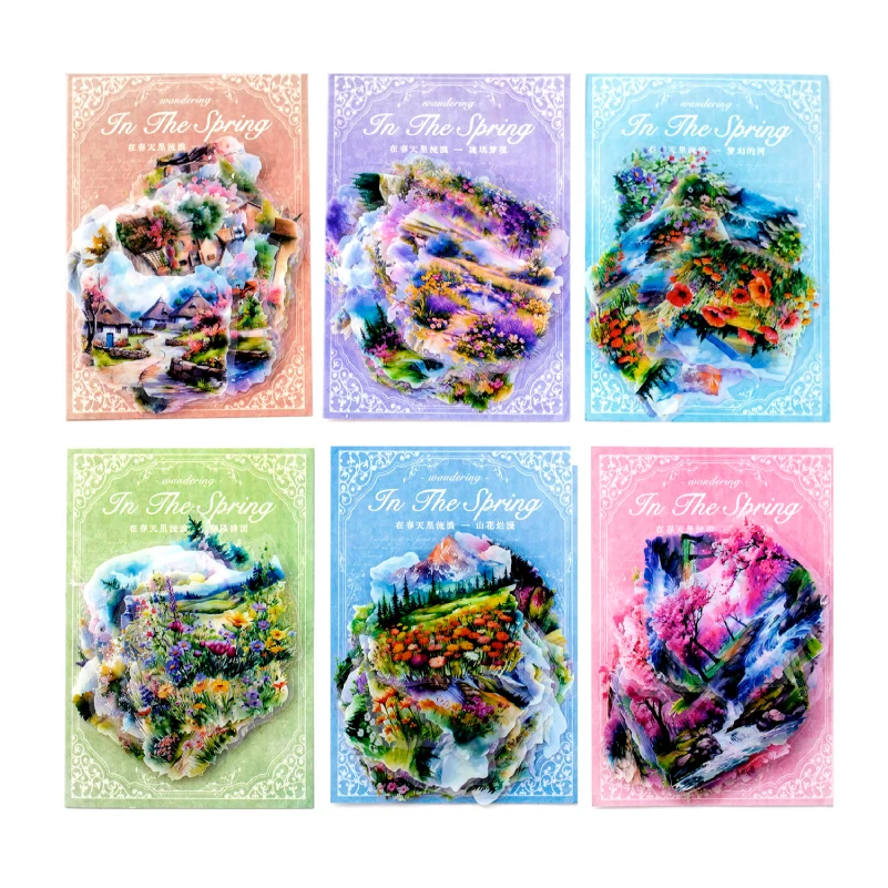 Retro PET Sticker, Wandering na Primavera Series, Photo Album Decoração, 12 Pc Lot