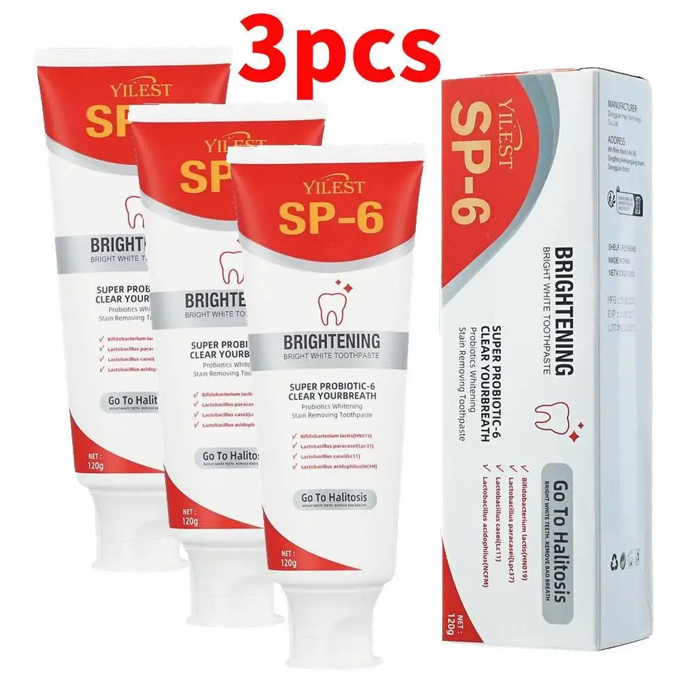 3pcs SP-6 Probiotic Toothpaste Whiten Tooth Remove Plaque Stains Oral Hygiene Clean Fresh Breath Protect Gum Teeth Care Products