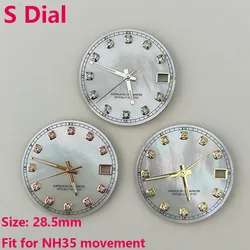 new pattern 28.5mm NH35/NH36 shell dial watch dial S dial suitable for NH35/NH36 movements watch accessories repair tool