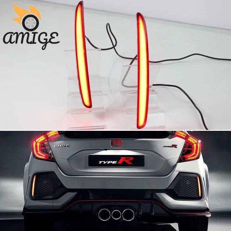 

AMIGE автомобильный светодиодный отражатель бампера для Honda Civic Hatchback 2016 2017 2018 2020 задний противотуманный фонарь стоп-сигнал указатель поворота