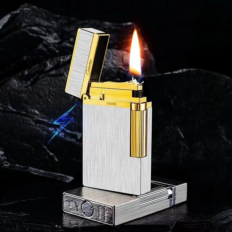 Kalu High end Loud Voice Open Fire Kerosene Lighter Side Sliding Grinding Wheel Ignition Premium Lighters Smoking Accessories