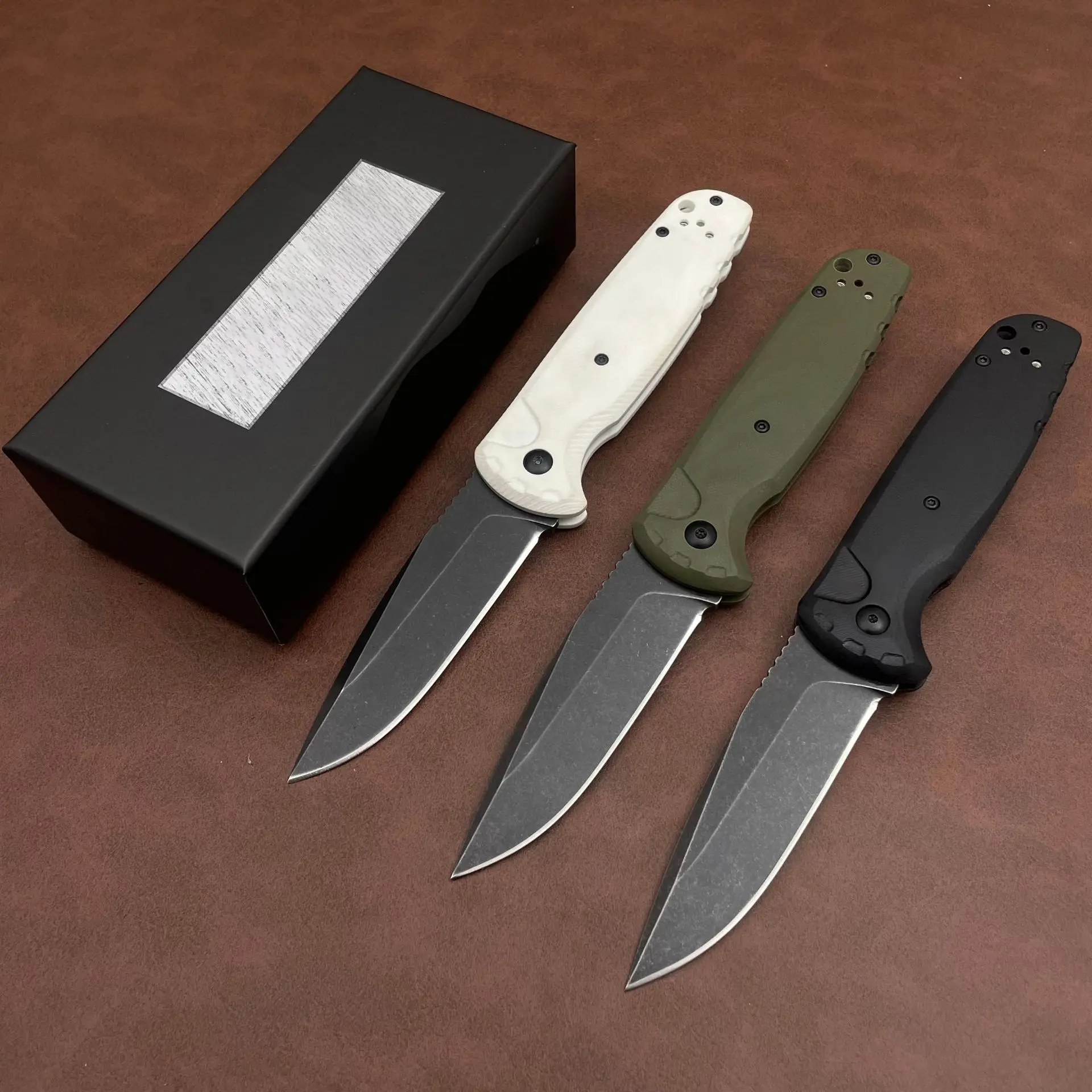 

3Models 4300 Folding Knife 3.18" 154CM Plain Blade, Black G10 Handles