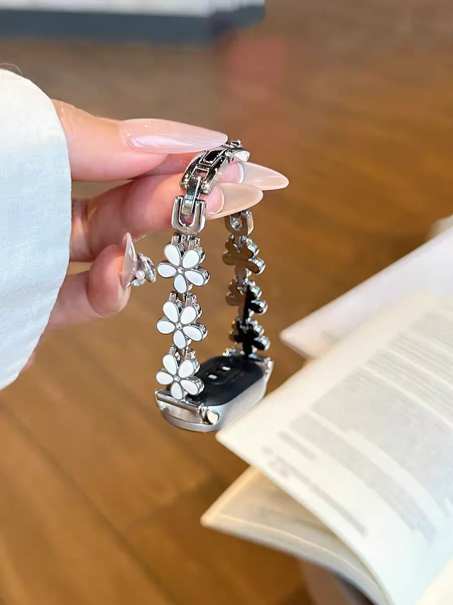 Popular Flower Metal For XIAOMi Band 9 Strap For Mi Band 8 Bracelet for XIAOMi Smart Band 10 NFC Wristband Accessories