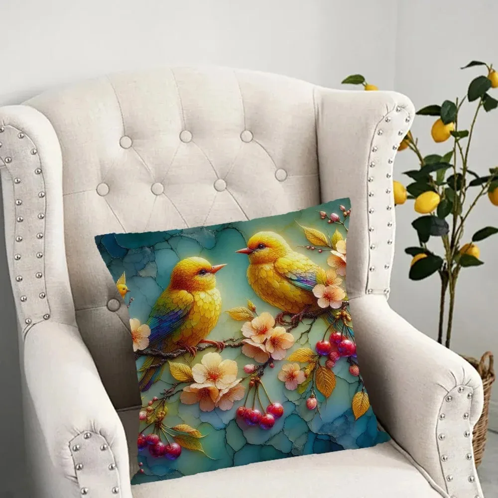 Drinking Bird Pattern Pillowcase Dormitory Decoration Office Living Room Sofa Home Pillowcase