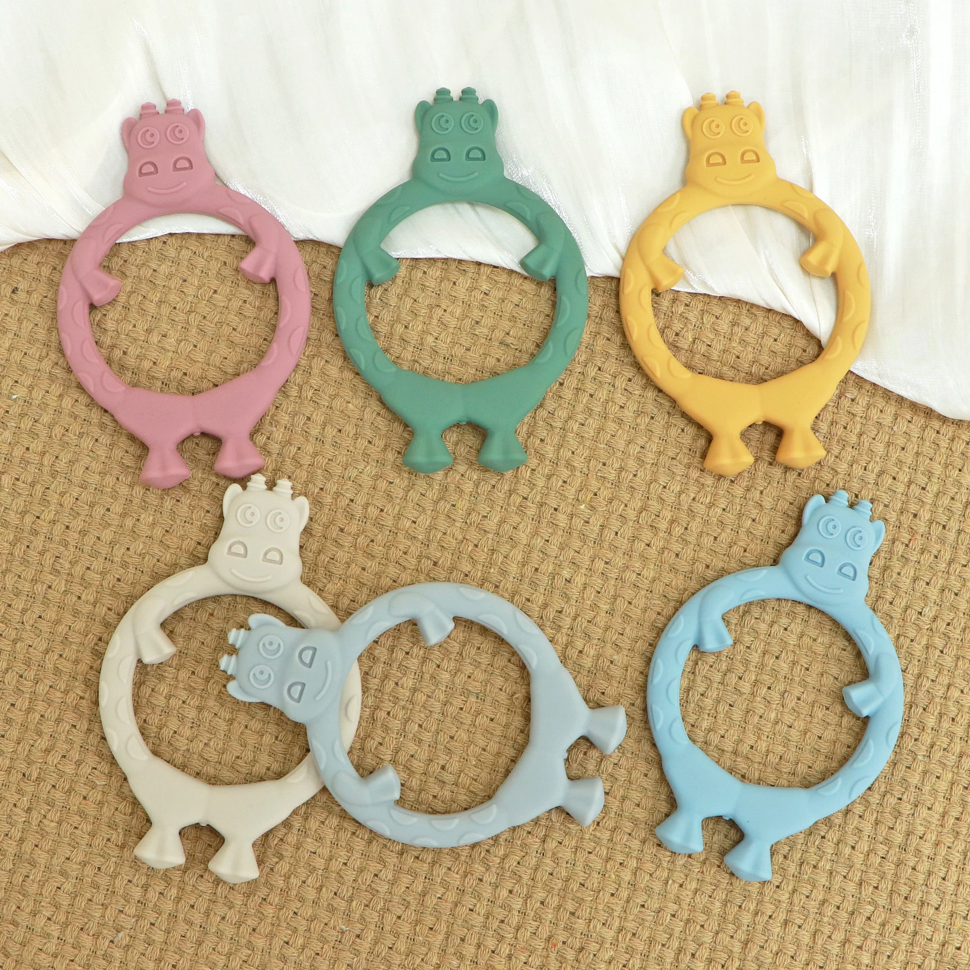 Hippo shape Baby Teething Toys, Food Grade Silicone Teethers for Babies 0-6 Months/6-12 Months, BPA Free Baby Chew Toys