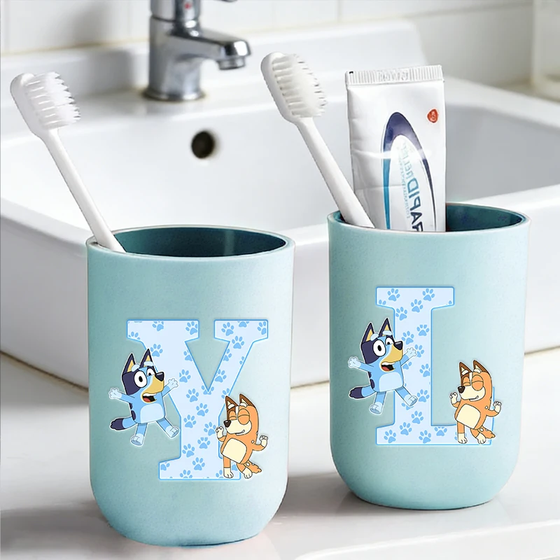 

Cartoon Bluey Letter A-Z Kids Toothbrush Cup Cute Bingo Boy Girl Mouth Rinsing Cups Bathroom Toothbrush Holder​ Child Water Cup