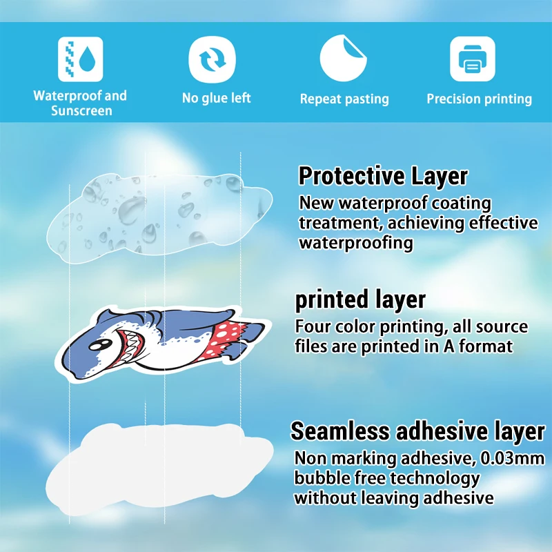 50 шт., наклейки с милой мультяшной акулой, эстетические граффити с океанскими животными, водонепроницаемые виниловые наклейки для бутылок с водой, ноутбук, журнал, подарок