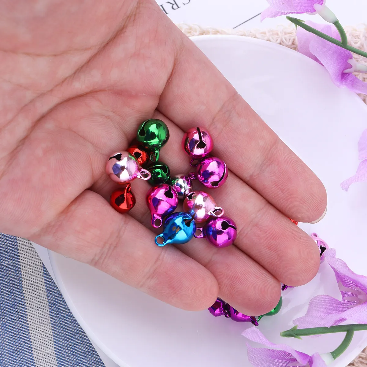 150pcs Colorful Jingle Bells for Christmas Wedding Party Craft DIY Decoration – Assorted Sizes Loud Clear Sound